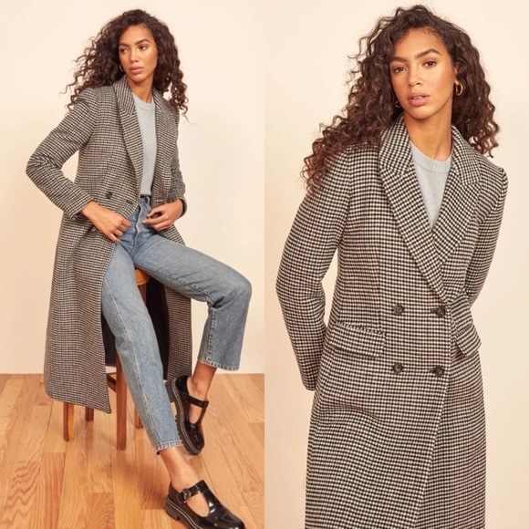 Reformation | NWOT York Coat in Black White Check Medium - Picture 12 of 12